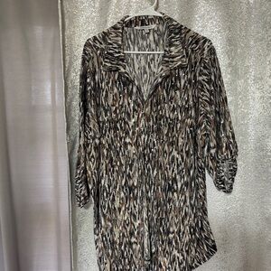 Women's Black and Brown Patterned Top